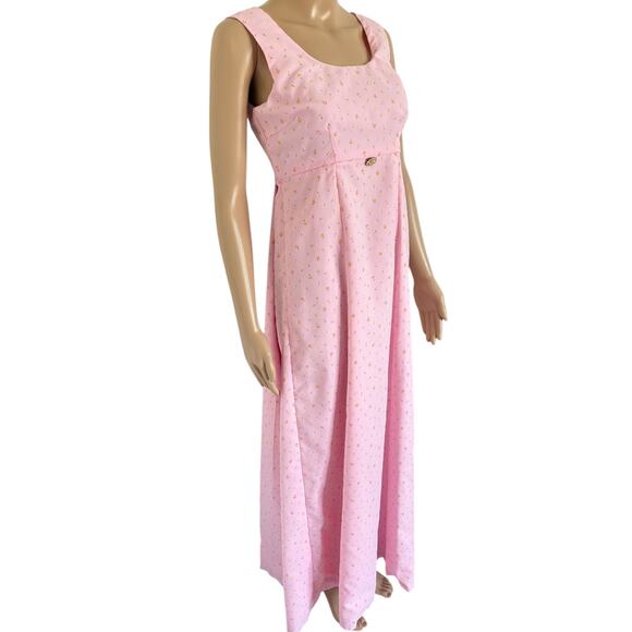 VTG Handmade Bridgerton Soft Girl Regency Empire Waist Floral Maxi Dress Pink - Picture 4 of 7